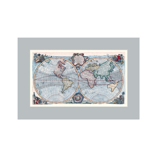 Lumikasa Art Map Of The Known World C. 1744 Cardboard Frame Medium