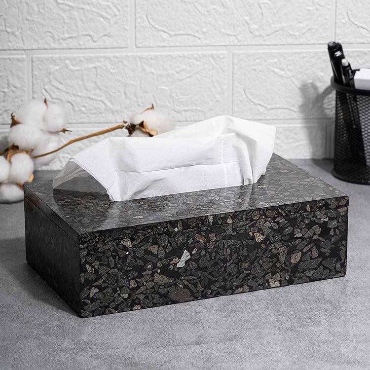 TMAC Balneo Terrazzo Charcoal Black Tissue Box