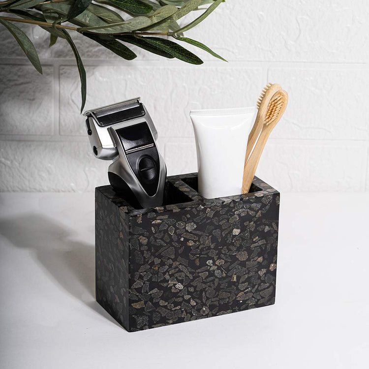 TMAC Balneo Terrazzo Charcoal Black Tootbrush Holder