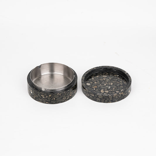 TMAC Cendrier Terrazzo Circle Charcoal Black Ashtray