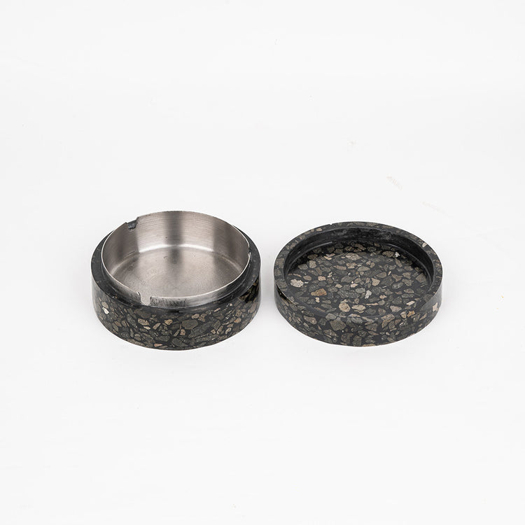 TMAC Cendrier Terrazzo Circle Charcoal Black Ashtray