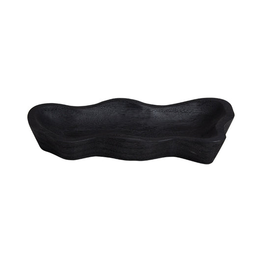 Lumikasa Long Square Wood Plate Black