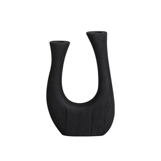 Lumikasa U Shaped Wooden Bottle Vase Black