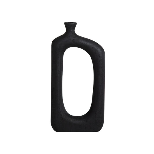 Lumikasa Square Wood Bottle Vase Black