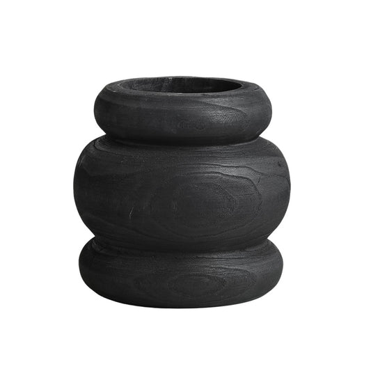 Lumikasa Three Circle Wooden Vase Black