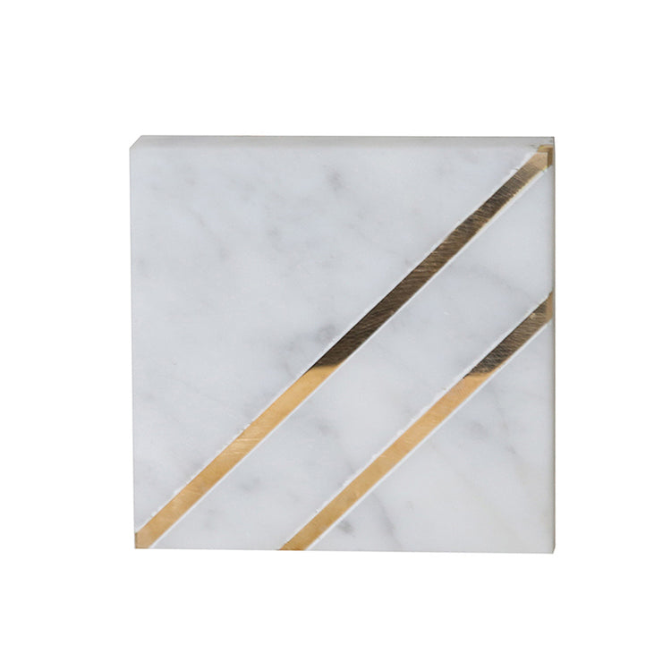 Lumikasa White Marble Rectangular Coaster