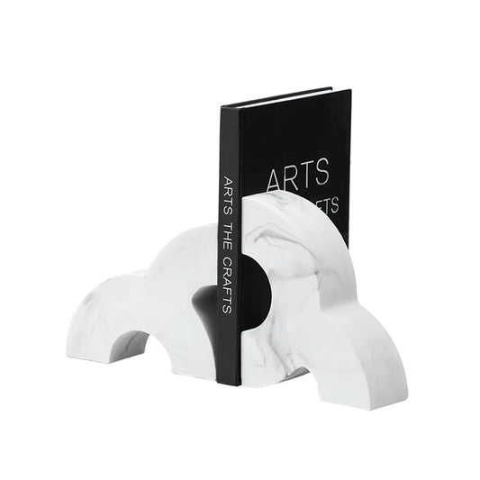 Lumikasa Half Round Ink Pattern Bookend White