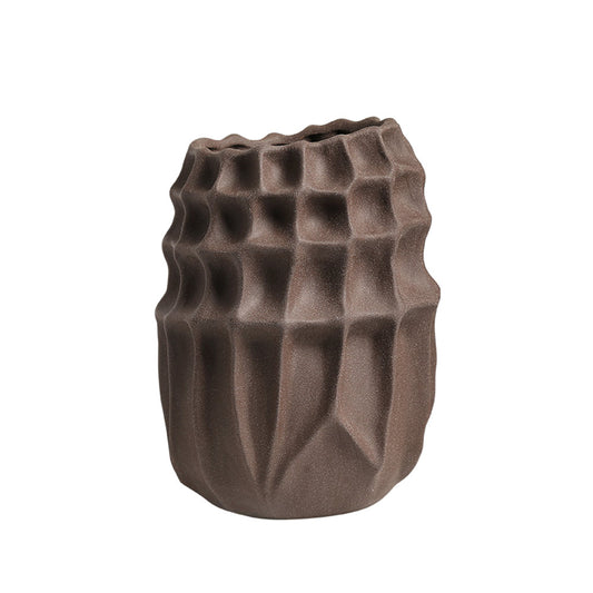 Lumikasa Checkered Vase Brown Medium