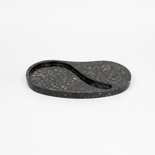 TMAC Plateau Terrazzo Curved Oval Charcoal Black Tray