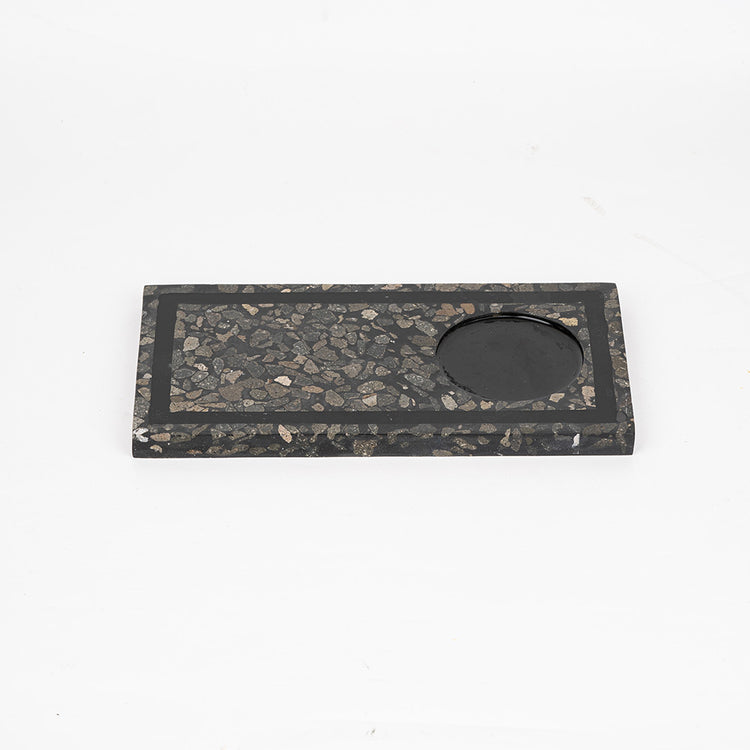 TMAC Plateau Terrazzo Square Charcoal Black Tray