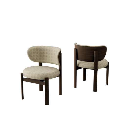 Tedong Dining Chair Smoked Walnut - Pale Khaki