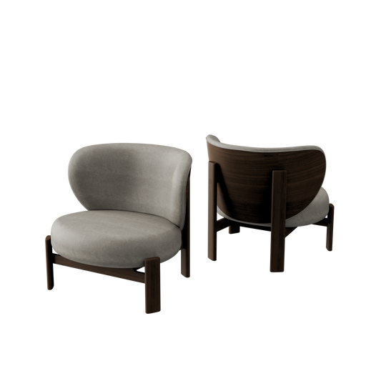 Tedong Lounge Chair Smoked Walnut - Dark Taupe