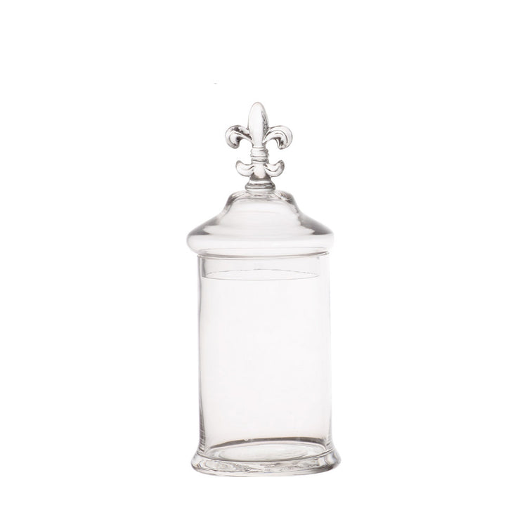 Lumikasa Glass Jar with Fleur De Lis Top Medium