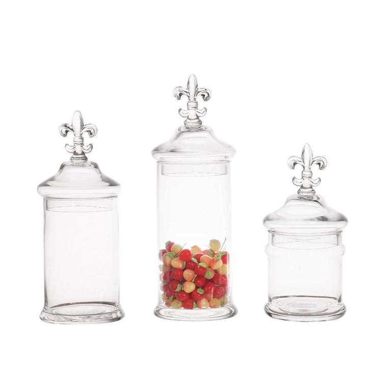 Lumikasa Glass Jar with Fleur De Lis Top Large