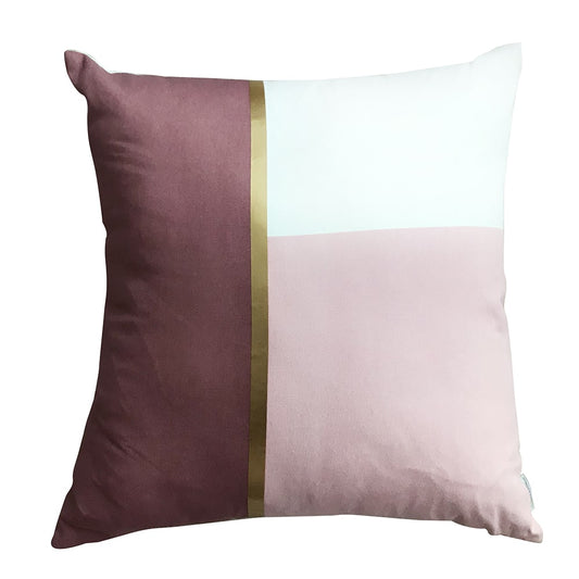 Harriet and Co Sarung Bantal Colour Block Gold Blush x Dusty Rose