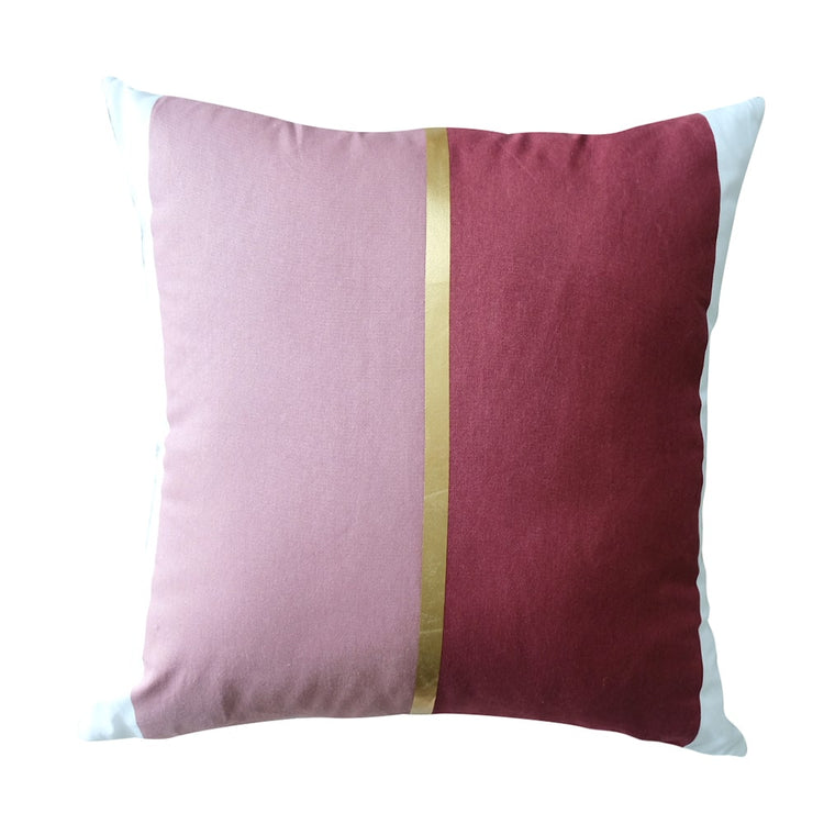 Harriet and Co Sarung Bantal Colour Block Gold Blush x Terracotta