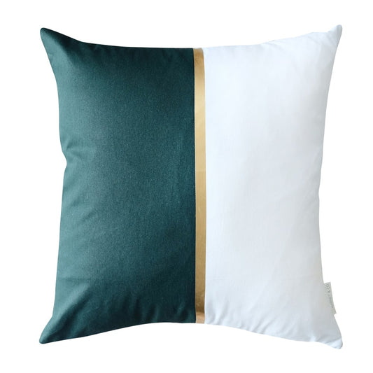 Harriet and Co Sarung Bantal Colour Block Gold Pine Green