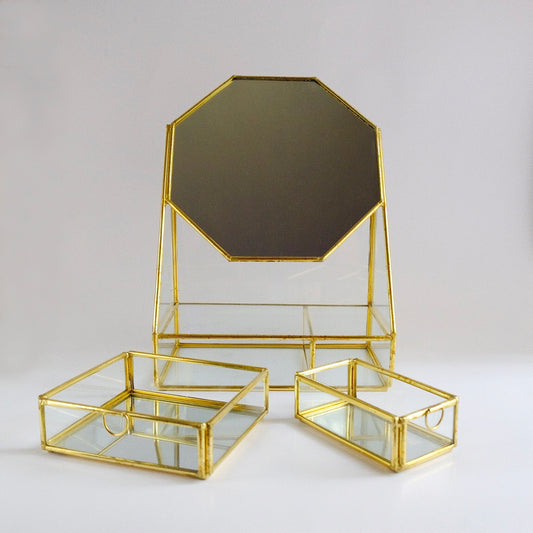 Harriet and Co Octagon Mirror Brass Box