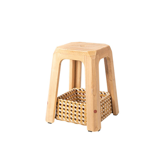 Every Collection BA Stool with Basket in Natural Matte