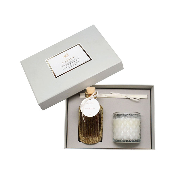 Elantier Arany Room Diffuser and Candle Set White