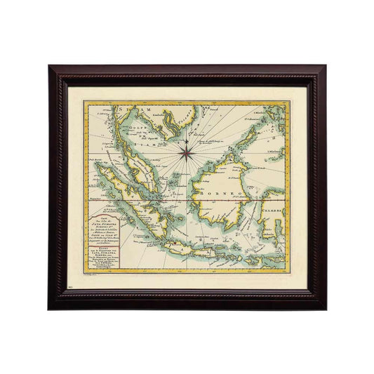 Lumikasa Art Carte Des Isles De Java, Sumatra, Borneo Frame Large