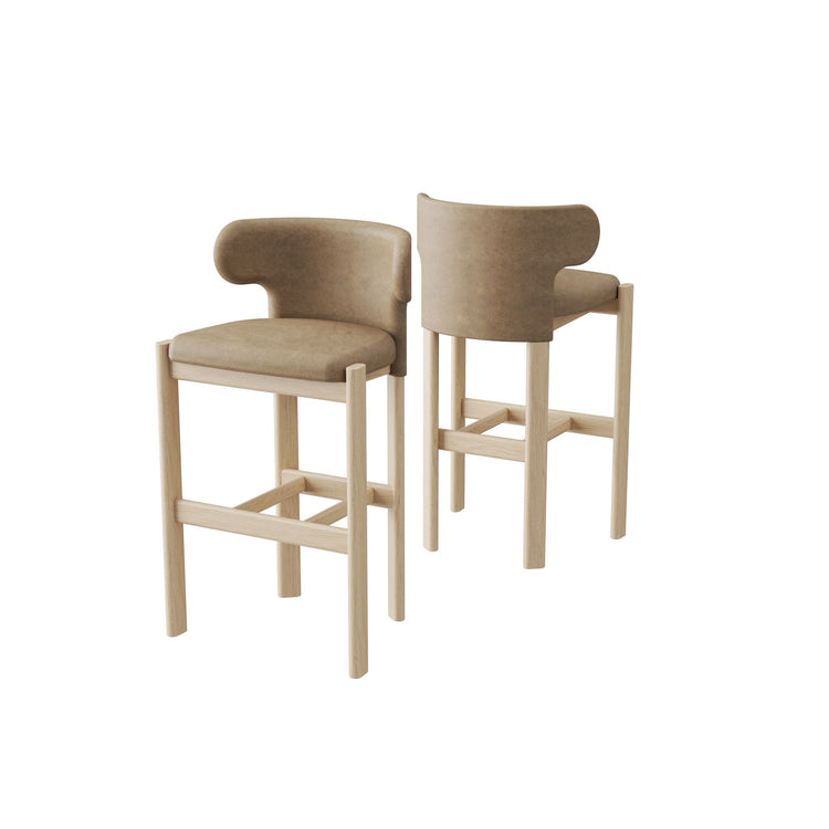 Liman Bar Stool Half Back Natural